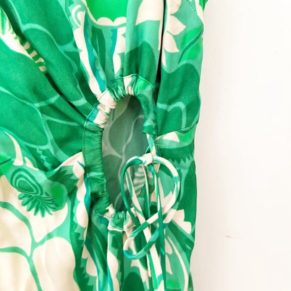 Farm Rio Tropical Groove Midi Dress Green Floral Print Sleeveless Size S Small - Picture 4 of 9